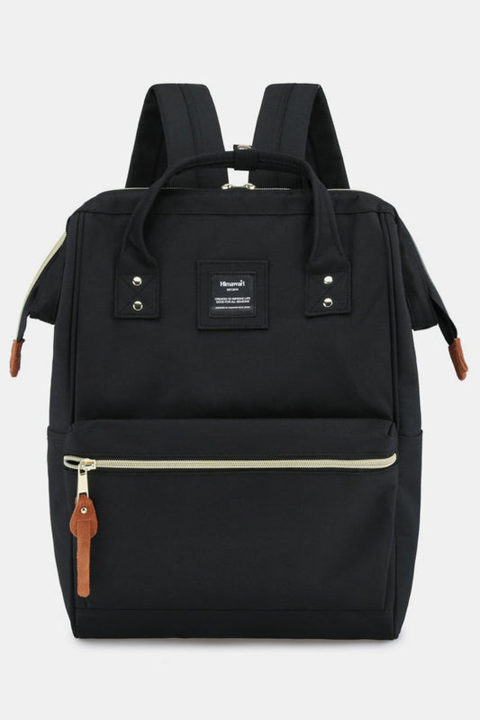 Waterproof Canvas Backpack Bag with Side Pockets - Black