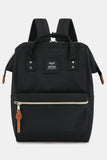 Waterproof Canvas Backpack Bag with Side Pockets - Black