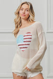 Sequin American Flag Heart Knit Up