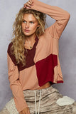 Notched Neck Long Sleeve Patterned Shirt