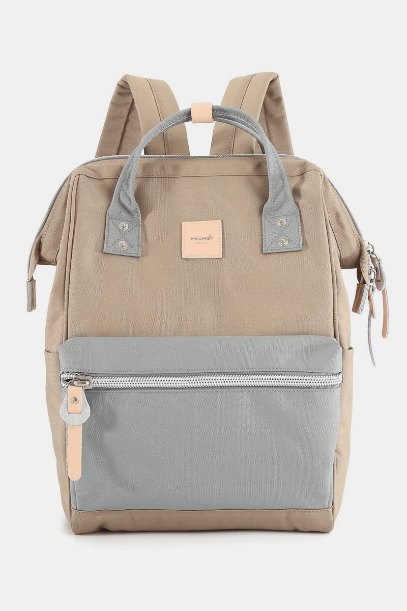 Water Resistant Canvas Backpack Bag with Side Pockets - Lavender/Cr