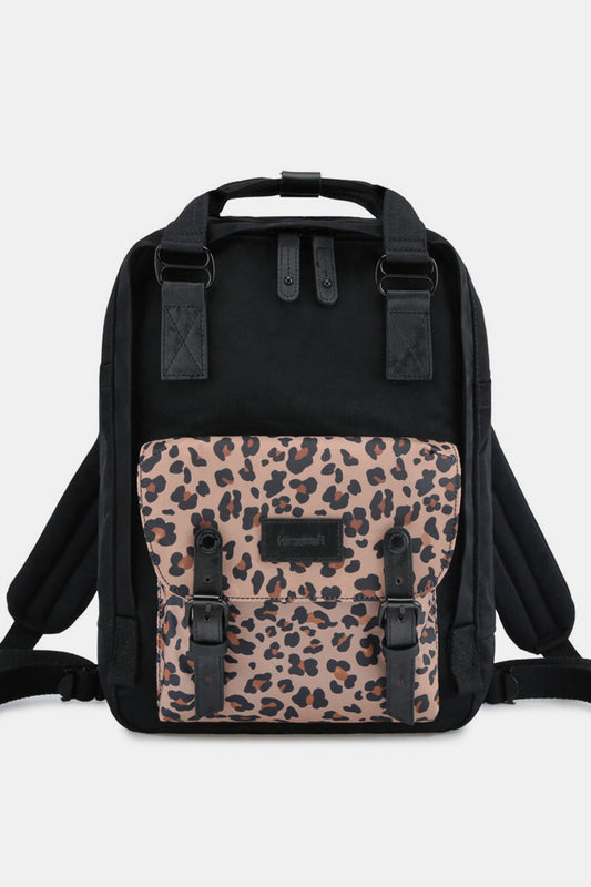 Contrast Waterproof Nylon Backpack Bag - Black/Leo
