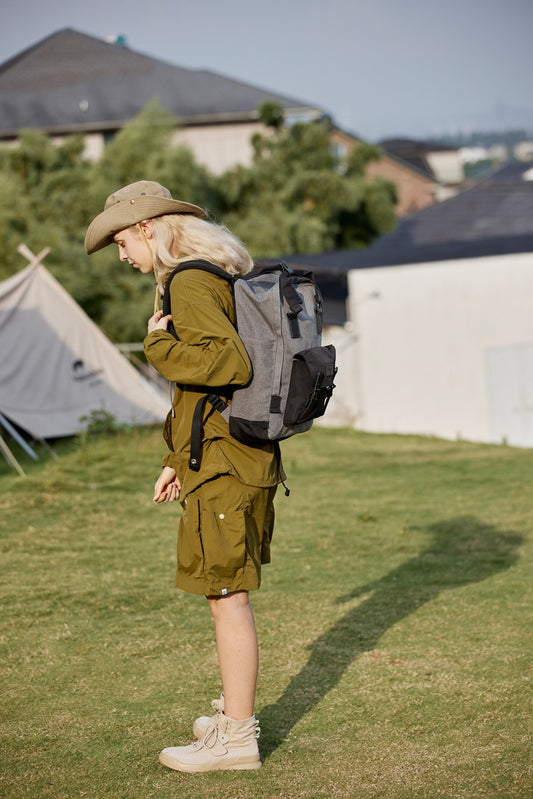 Waterproof Canvas Backpack Bag with Handles - Black