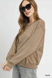 Textured Cable Knit Sweatshirt with Ribbed Trim