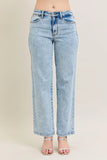 Full Size High Waist Vintage Finish Straight Jeans