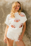 Football Patches Knit Pullover with Sequin Accents