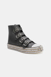Multi-Buckle Straps Studded Platform Sneakers