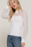 Long Sleeve Mesh-Accent Sweater Cami