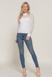 Long Sleeve Mesh-Accent Sweater Cami