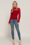 Mesh Panel Long Sleeve Sweater Top