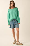 Rib-Knit Oversized Boatneck Pullover Sweater