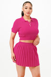 Polo Sweater Shirt and Skirt Ensemble