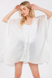 Flower Pattern Trim Detail Poncho Cover Up