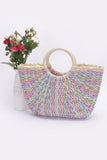 Vibrant Woven Round Handle Carryall Bag