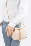 Chic Bucket-Style Faux Straw Shoulder Bag