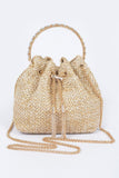 Artisan Texture Bucket Bag with Gem Handle