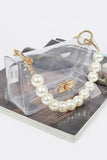 Elegant Pearl Accent Clear Crossbody Bag