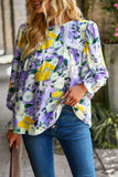 Floral Contrast Lace Trim Split Top