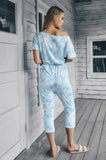Tie Dye One Shoulder Drawstring Fit Jumpsuit