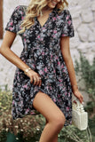 V Neck Bohemian Floral Print A Line Fit Dress
