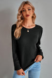 Knit Solid Double Wearing Lace V Neck Loose Top