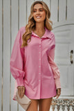 Color Block Button Down Cuffed Sleeves Blouse