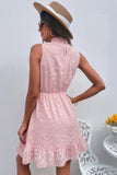 High Neck Sleeveless A-Line Dress with Ruffle Hem