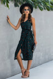 Belted Cami Dress with Split Thigh and Print