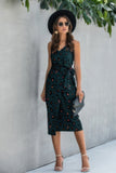 Belted Cami Dress with Split Thigh and Print