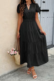 Chic V-Neck Color Block Stretch Waist Dress