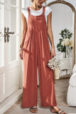 Button Embellished Wide-Leg Pocketed Jumpsuit