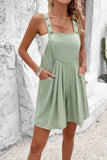 Chic Cotton Square Neck Ruched Button Romper