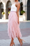 A-Line Tulle Tiered Midi Skirt