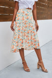 Chic Floral Print A-Line High Waist Long Skirt