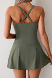 Ruched Crossover One-Piece Sleeveless Swimwear