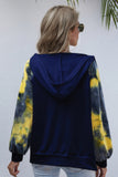 Vibrant Zip Front Tie-Dye Loose Fit Hoodie