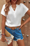 V-Neck Loose Tank with Ruched Batwing Sleeve Blouse