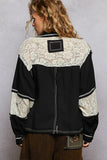 Baroque Embroidered Vintage-Inspired Denim Jacket with Raw Hem