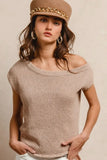 Asymmetrical Knit Pullover with Off-Shoulder Design