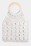 Boho Braided Wooden Top Handle Bag