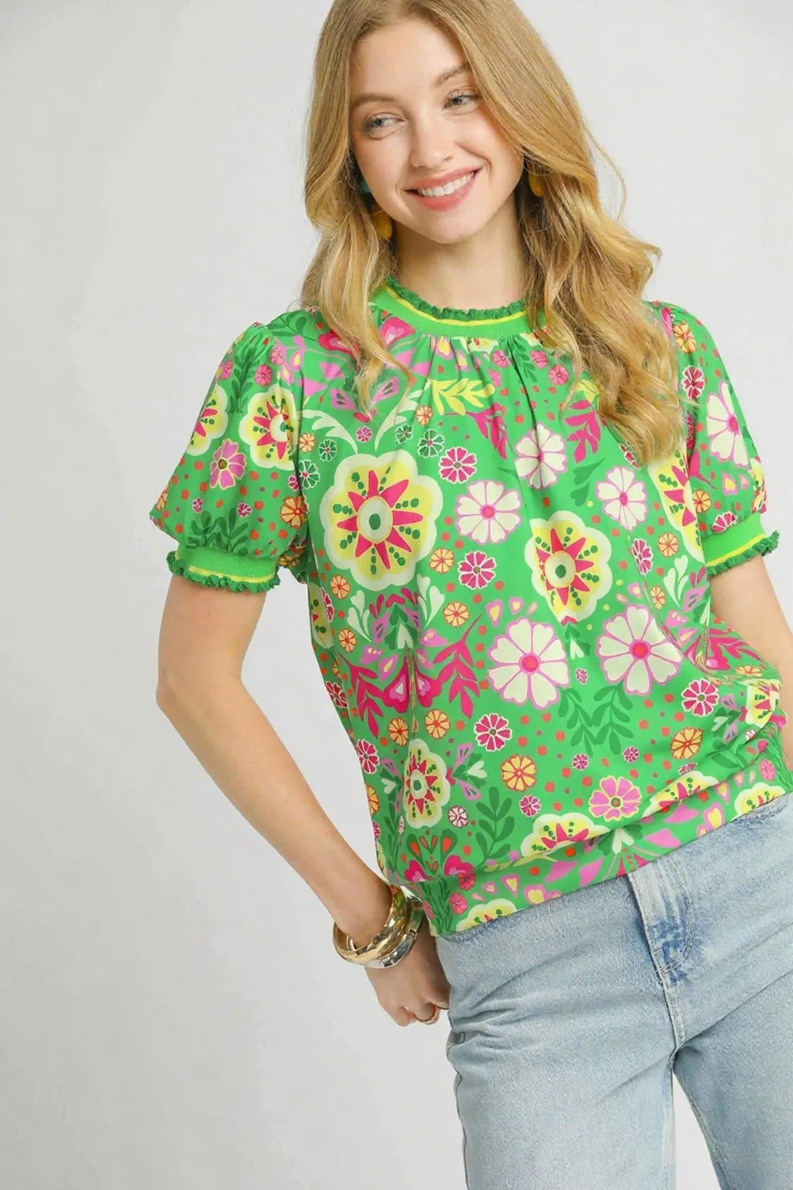 Botanical Puff Sleeve Blouse