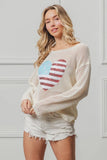 Sequin American Flag Heart Knit Up