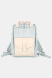 Contrast Waterproof Canvas Backpack Bag with Round Label - Blue