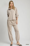Modern Seam Long Sleeve Polo Top with Sophisticated Slit