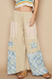 Star Accent Contrast Drawstring Relaxed Fit Pants