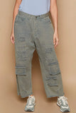 Vintage Wash Wide Leg Denim Jeans