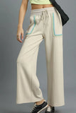 Drawstring Cargo Pants with Turquoise Accent Trim