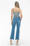 Flare Hem Frayed Mid Rise Crop Jeans