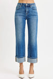 Full Size Mid Rise Cropped Straight Hemmed Jeans