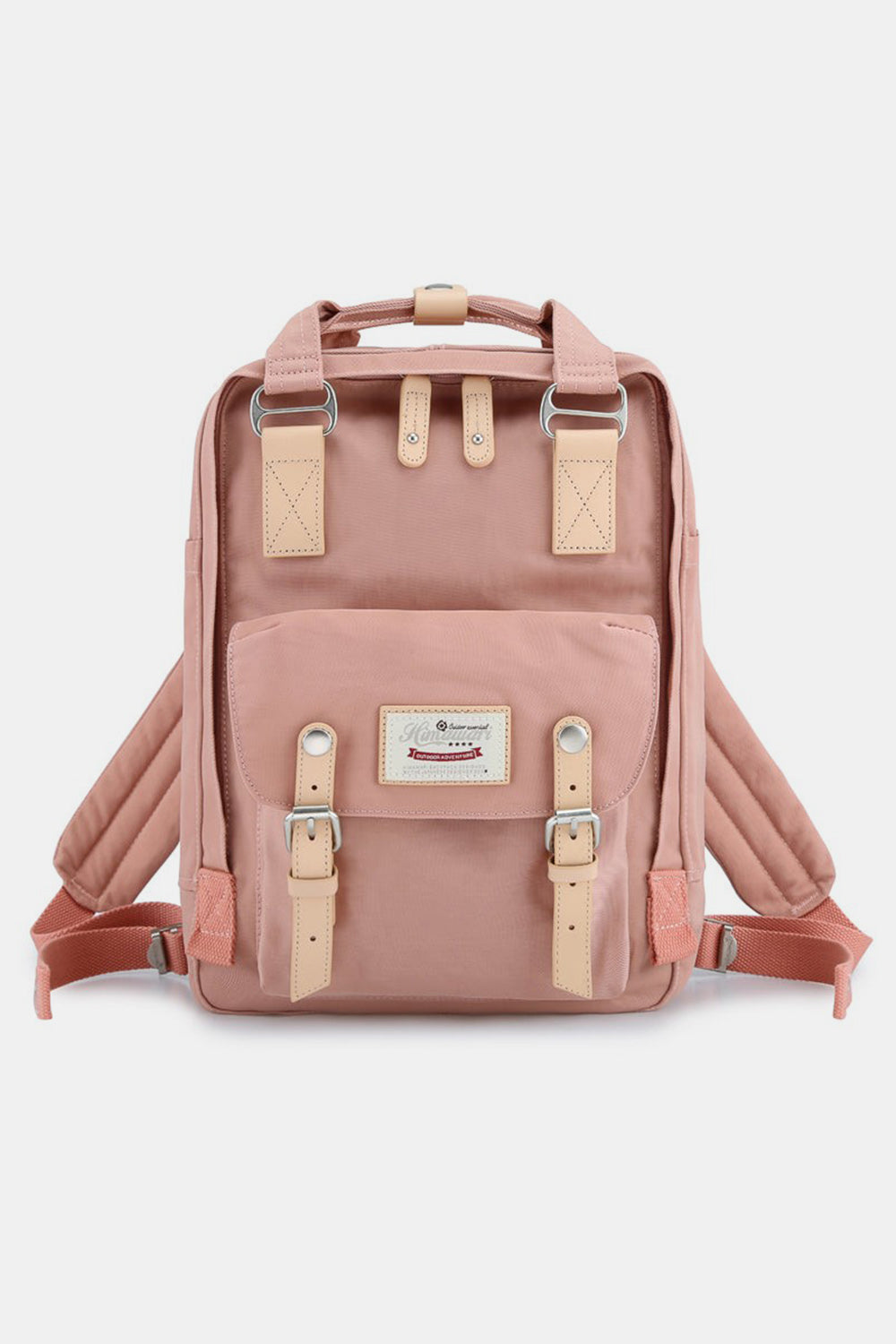 Contrast Waterproof Nylon Backpack Bag - Black/Brown
